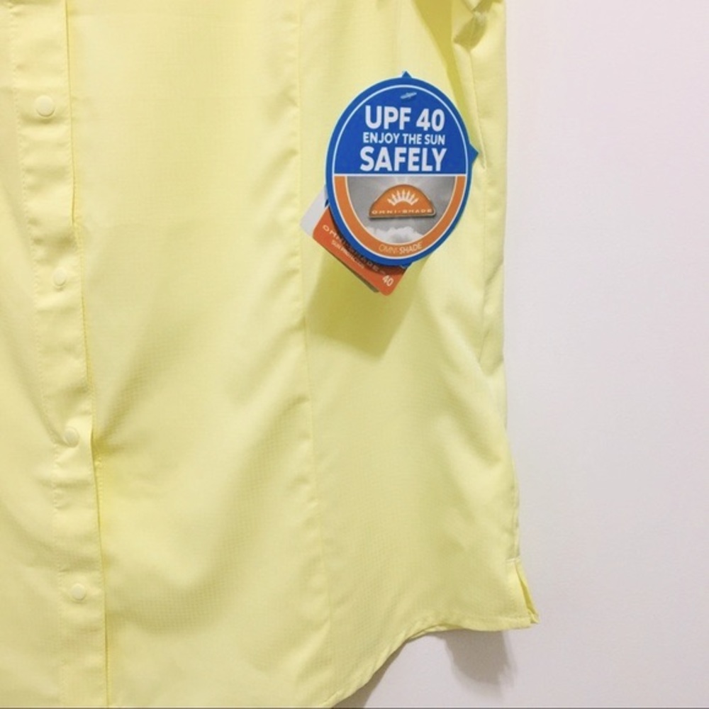 🆕 Columbia PFG Women’s Yellow Sleeveless Button Down Shirt - Picture 5 of 8